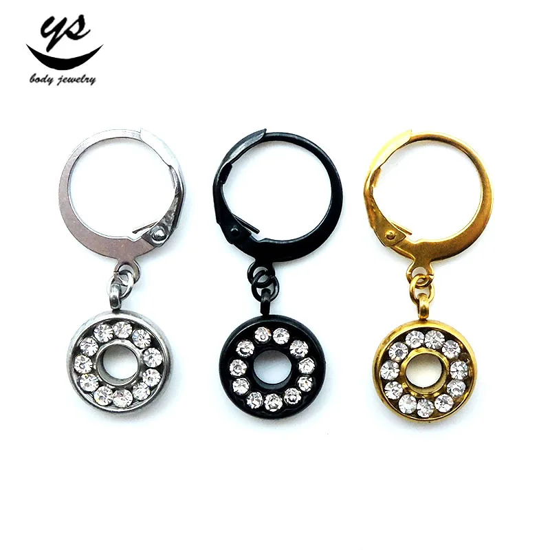 

Metal Earrings Round Rhinestone Earrings Stainless Steel Black 2019 Fashion Long Dangle Drop Bohemia Jewelry for Women Femme