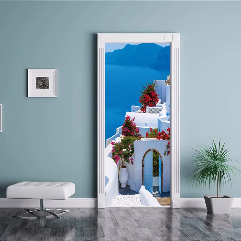 Koop Griekse landschap 3D Deur Muurstickers voor Home Office Slaapkamer Decoraions