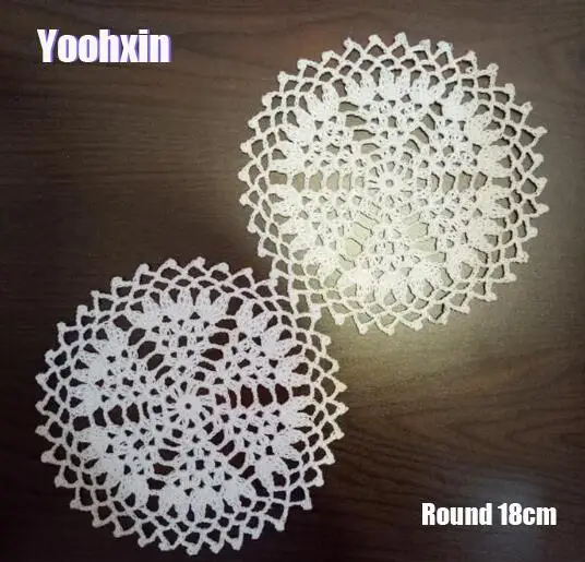 

Modern round lace cotton table place mat crochet coffee placemat pad wedding drink coaster cup mug tea dining doily kitchen