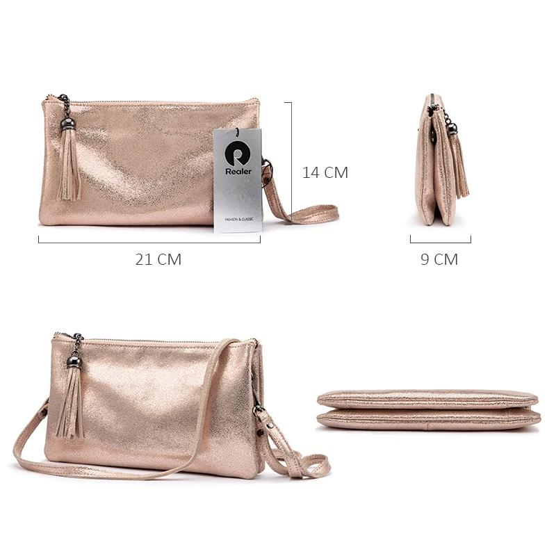 Realer, женская сумка через плечо, высокое качество, натуральная кожа, сумка-мессенджер для женщин, кошелек и клатч, роскошный дизайн