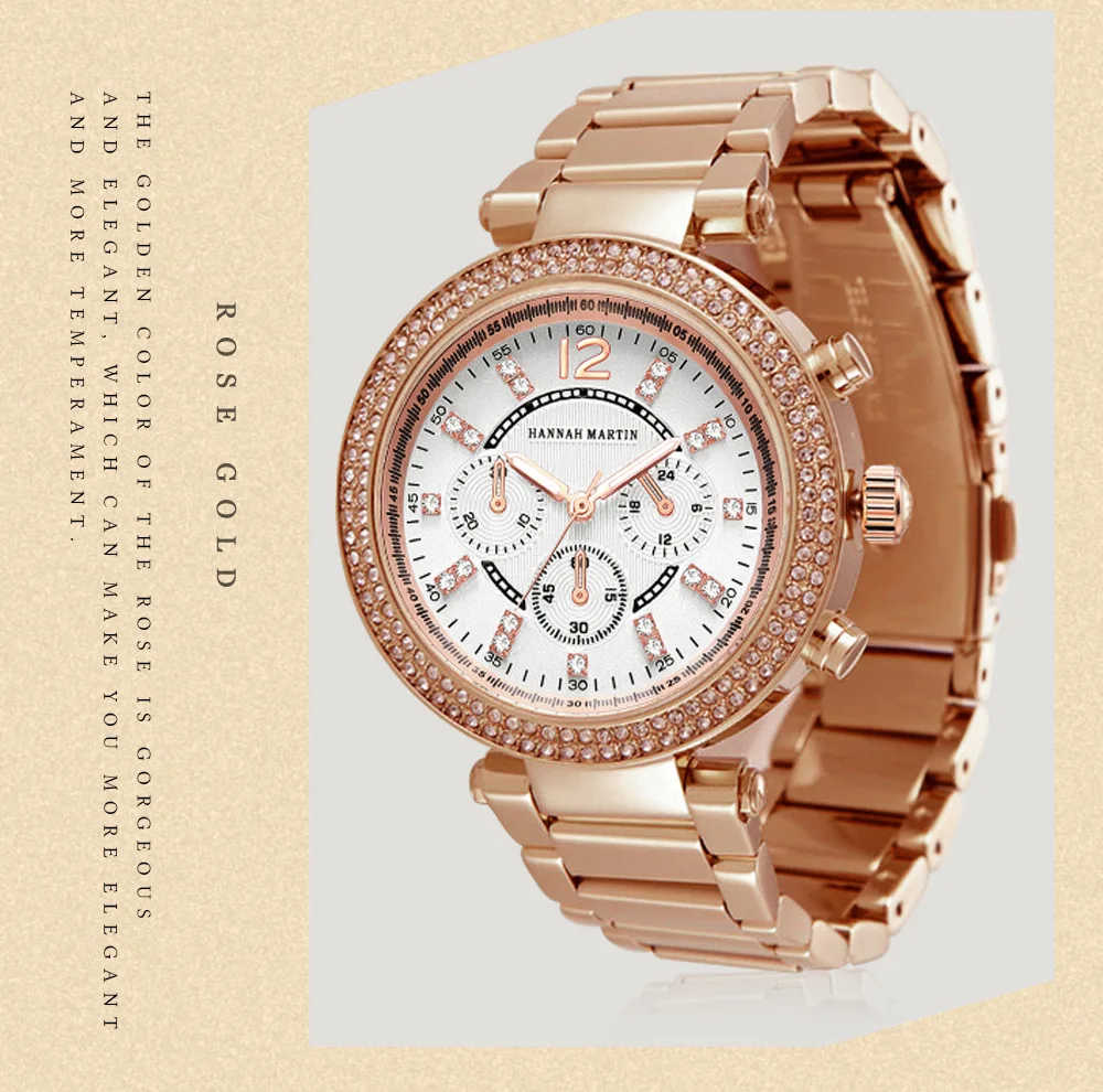 Hannah martin moda feminina pulseira relógio de