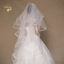 Короткие белая слоновая кость для новобрачных покрывал 80 см длиной до бедра оборками из тюля свадебное Фата для невесты Свадебные аксессуары свадебная фата