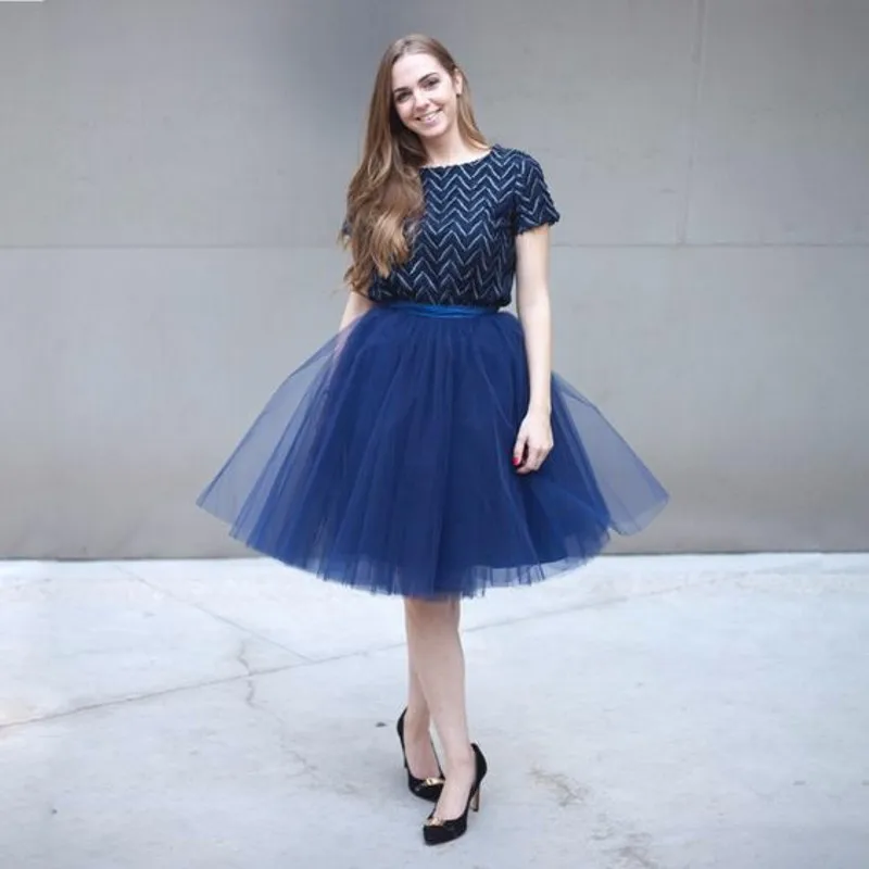 Trendy Navy Blue Tulle Skirts For Pretty Lady Puffy Tutu Skirt Summer