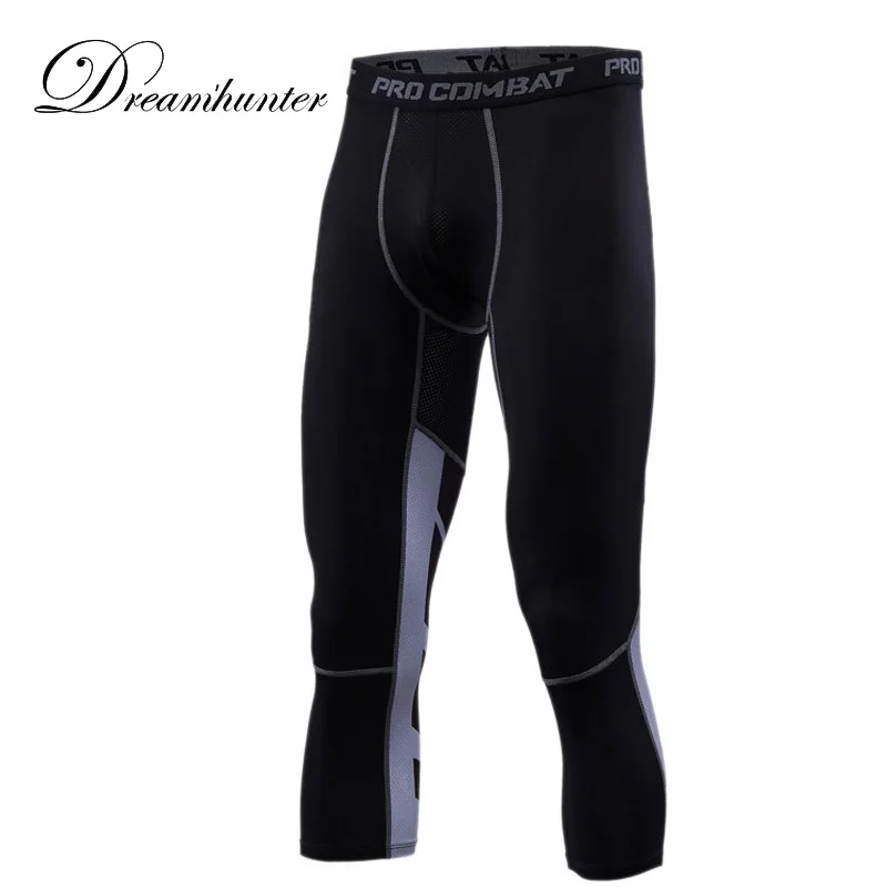 Hommes 3/4 Gym Sports Jogging Pantalon De Compression couche de base Skin Tight Leggings 、 