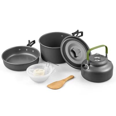 

Outdoor Cookware Camping Tableware Pot Picnic Canteen Survival Hiking Military Boiler Frying Teapot Set Kettle cutlery