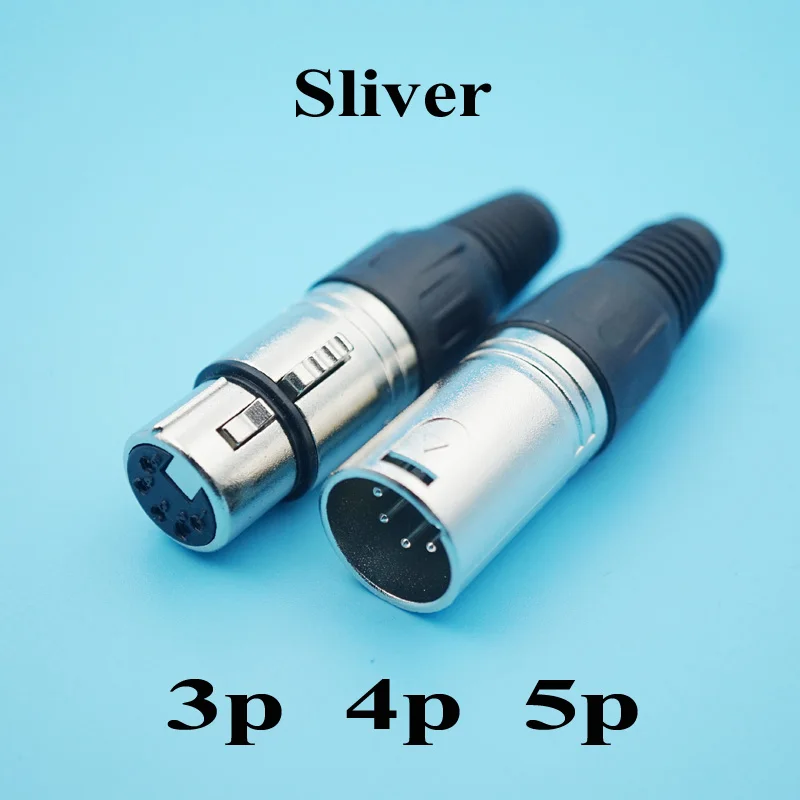 

50pcs/lot 3/4/5 Pin XLR Jack Male/Female Adapter Audio Panel Mount Connector XLR Converter Adapter Jack Sliver