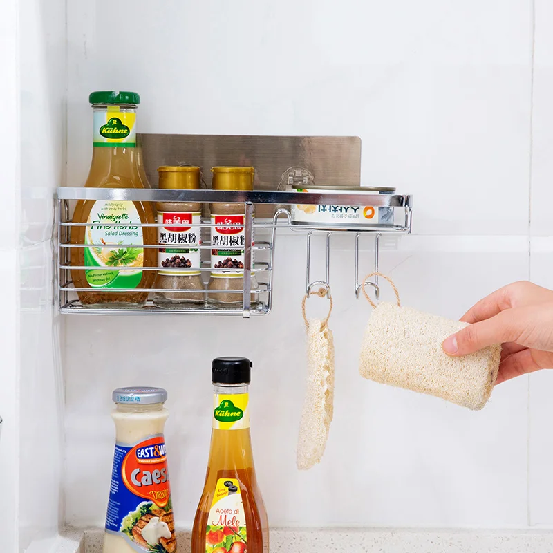 Free Punch  Bathroom Shelf  Stainless Steel Trimming Wall Hanging Kitchen Wall Quilts Shelf Storage Rack Bathroom Accessories