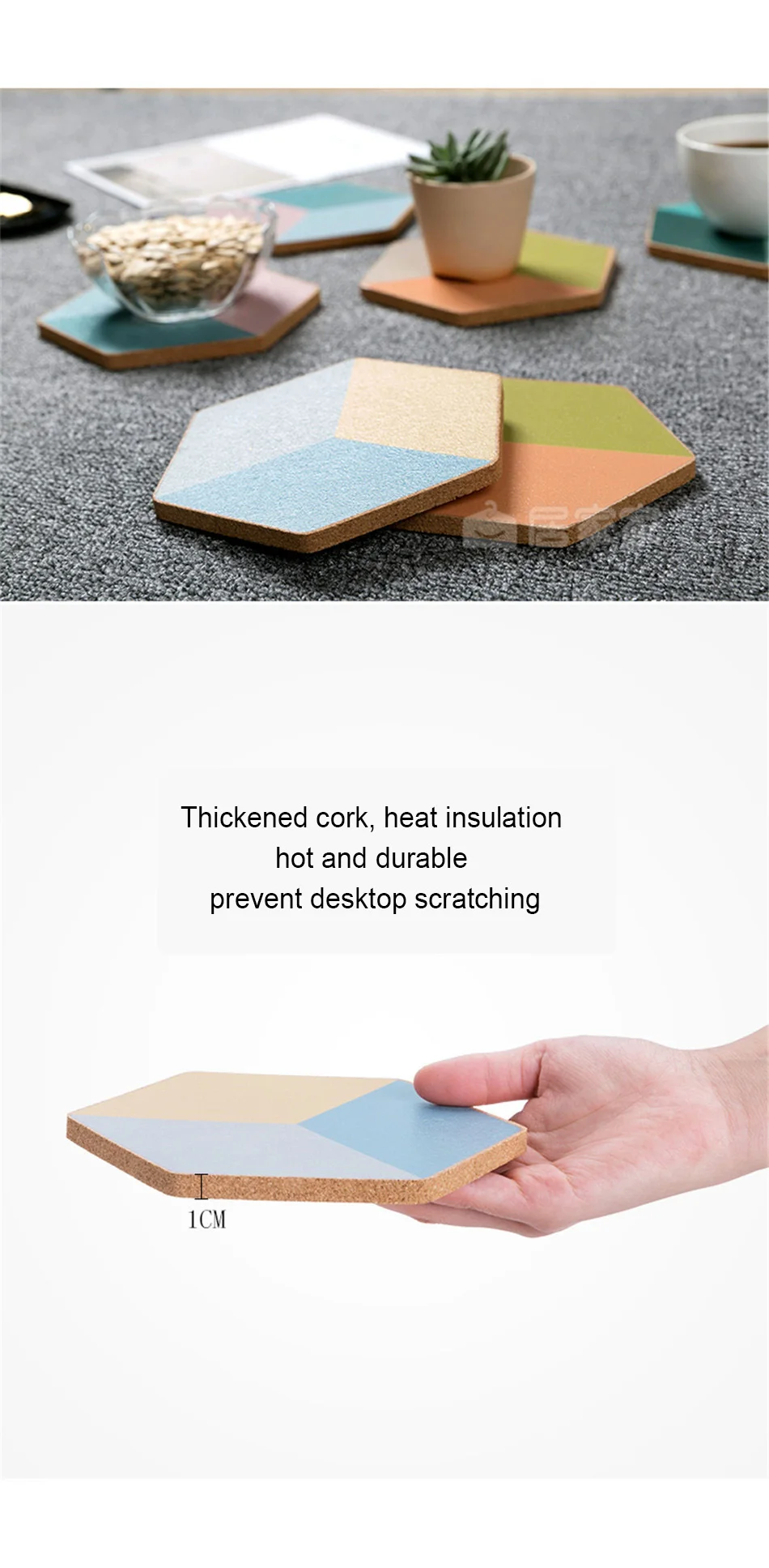 Geometric Diamond Creative Cork Placemat Casserole Pad Insulation Pad Anti-hot Bowl Mat Plate Cushion Table Mat Kitchen Decor  (5)