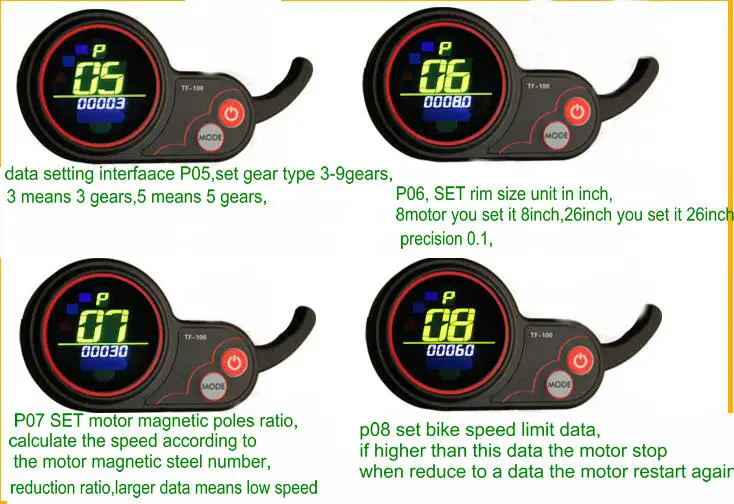 24v36v48v60v Lcd Display Lh100 With Shifter Throttle For Electric Bike Scooter Atv Tricycle