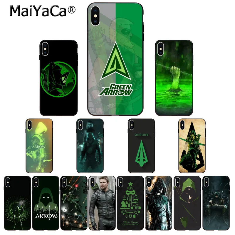 

MaiYaCa Green Arrow Smart Cover Black Soft Shell Phone Case for iPhone 8 7 6 6S Plus 5 5S SE XR X XS MAX Coque Shell