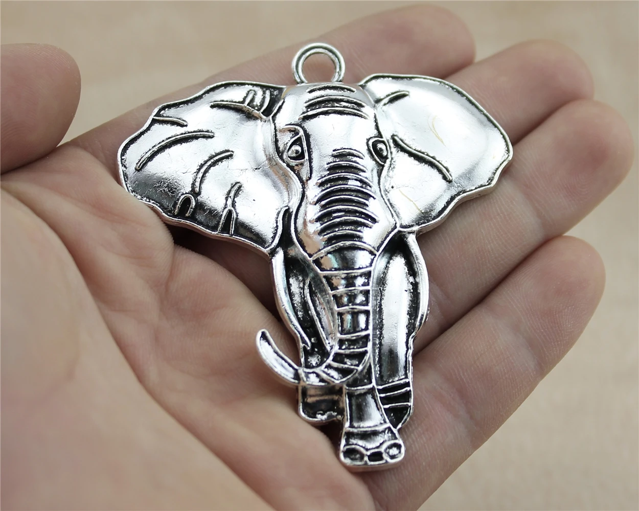

WYSIWYG 1pcs 71x63mm Big Elephant Pendants Antique Silver Elephant Pendants Charms Large Elephant Charm
