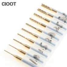 Fresa CNC Router Bits 10pcs Titanium Coat 1.0-3.0 PCB Tools CNC Cutter Milling Cutters Kit For Engraving Milling Machine