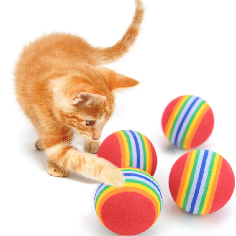 10Pcs Colorful Cat Toy Ball Interactive Cat Toys Play Chewing Rattle