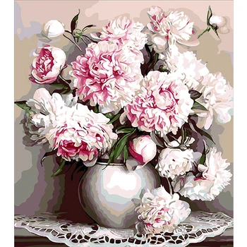 

DIY Diamond painting picture Square \ mosaic Round Rhinestone Full pink embroidery Flowers in a vase