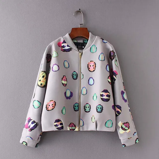 Fashion New Character Beetles Floral Baseball Jacket Street Wear