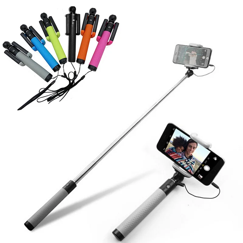 

Hot selling Universal Luxury Portable Wired Extendable Handheld Mini Selfie Holder Stick For Iphone samsung Android Smartphone