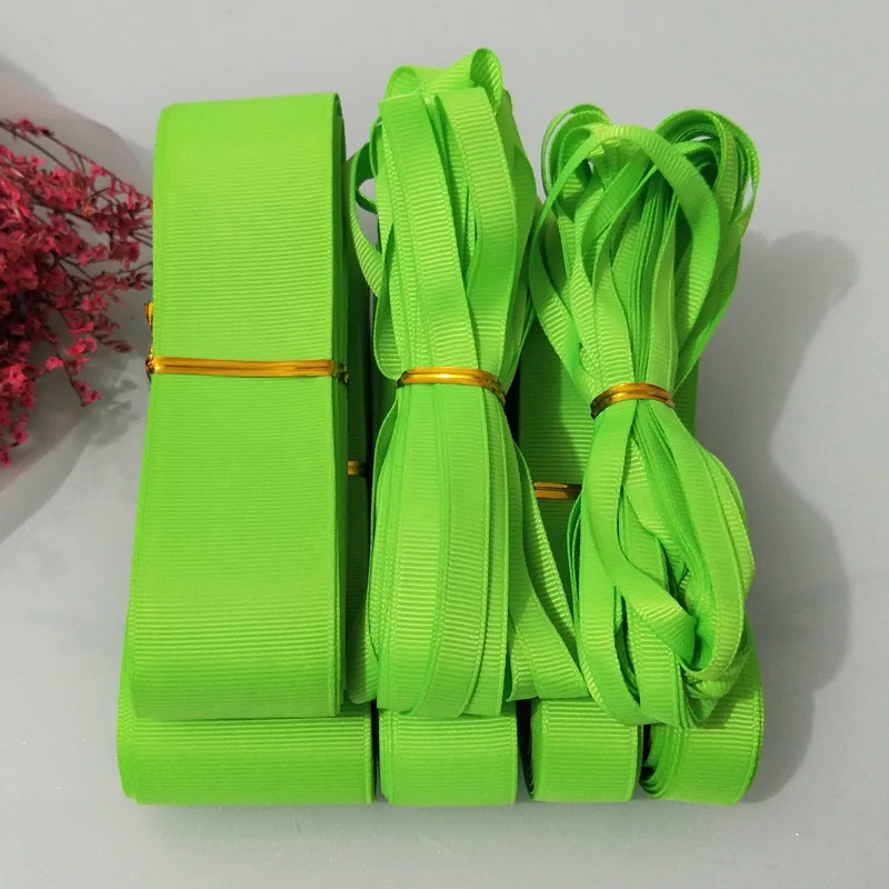 

10yards ( 9meters ) 6mm 9mm 15mm 19mm 25mm 38mm 50mm Width Apple Green Polyester Solid Color Grosgrain Ribbons