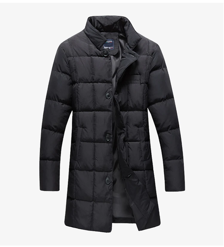 Зимняя куртка Для мужчин 2019 Новая модная однотонная длинная парка Для мужчин стенд воротник Однобортный плюс Размеры Для мужчин куртка S-5XL