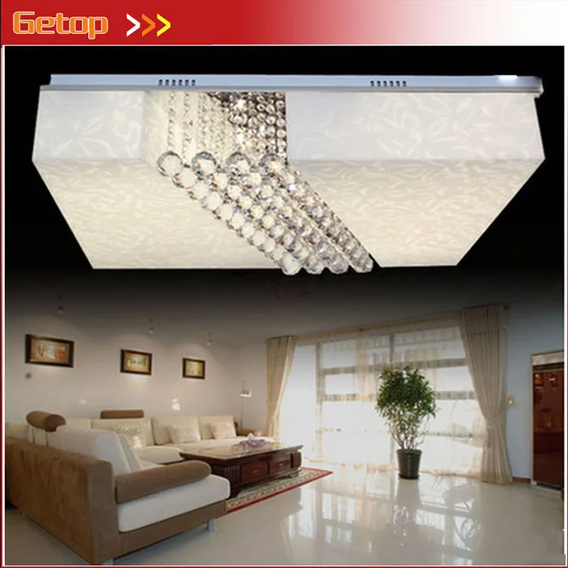 

Modern New Acrylic Crystal LED Ceiling Lamp Modern Rectangle Sittingroom Bedroom Restaurant Sectional Remote Control Lamp