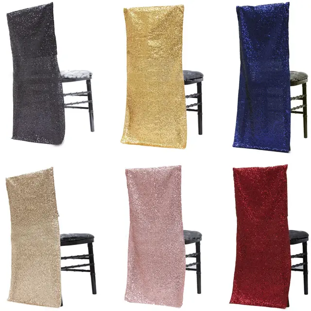 1pcs Sequin Fabric Decoration Rose Gold Chair Covers Full Chair Back