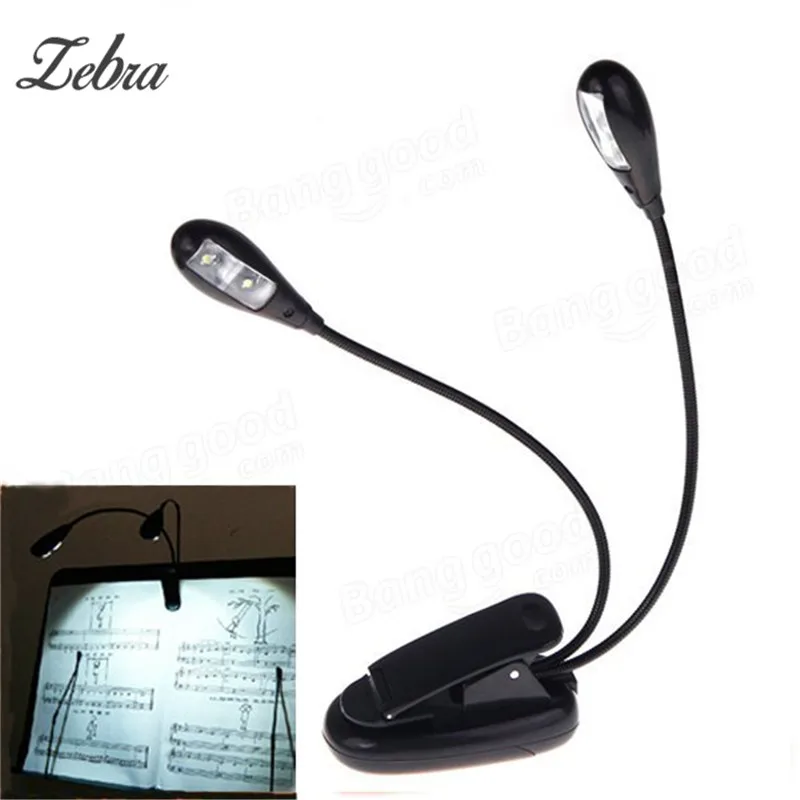 

Zebra Adjustable 2 Dual Arms 4 LED Goosenecks Clip on LED Lamp for Music Stand and Book Reading Guitar Sheet Music Accessories