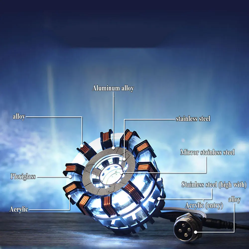 Мстители 1:1 весы Железный человек дуги Реактор покрытый кожухом светодиодный ночной Светильник для мальчиков Человек нужно собрать реактор покрытый кожухом с руководства по установке MK1