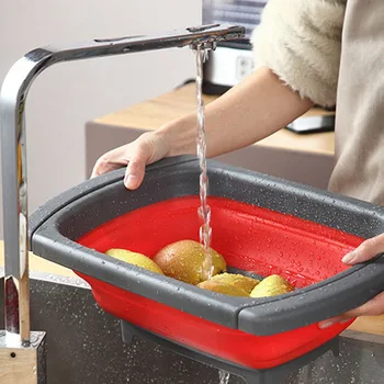 

Foldable Drain Basket Collapsible Fruit Vegetable Washing Container for Kitchen XHC88