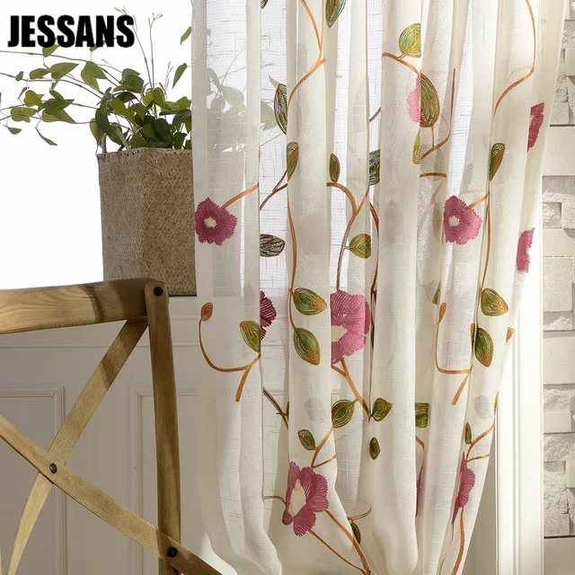 Hilo de flores cortinas para Living comedor dormitorio Terylene ... Hilo de flores cortinas para Living comedor dormitorio Terylene ...