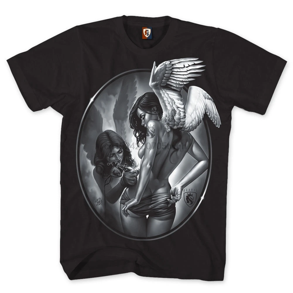 OG Abel OGABEL Men Tattin Angels T Shirt Black Art Tattoo