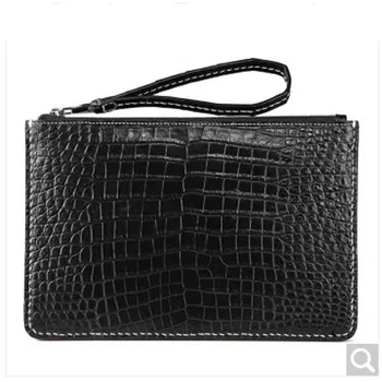 

fasiqi Crocodile skin Business Briefcase ipad bag zipper men clutch bag Certificate Clip tablet computer package thin envelope