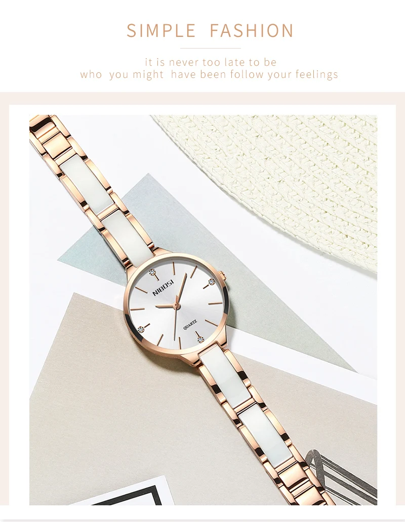 NIBOSI, женские часы, часы-браслет, женские наручные часы, женские водонепроницаемые Модные Повседневные часы с кристаллами, розовое золото, Relojes Para Mujer