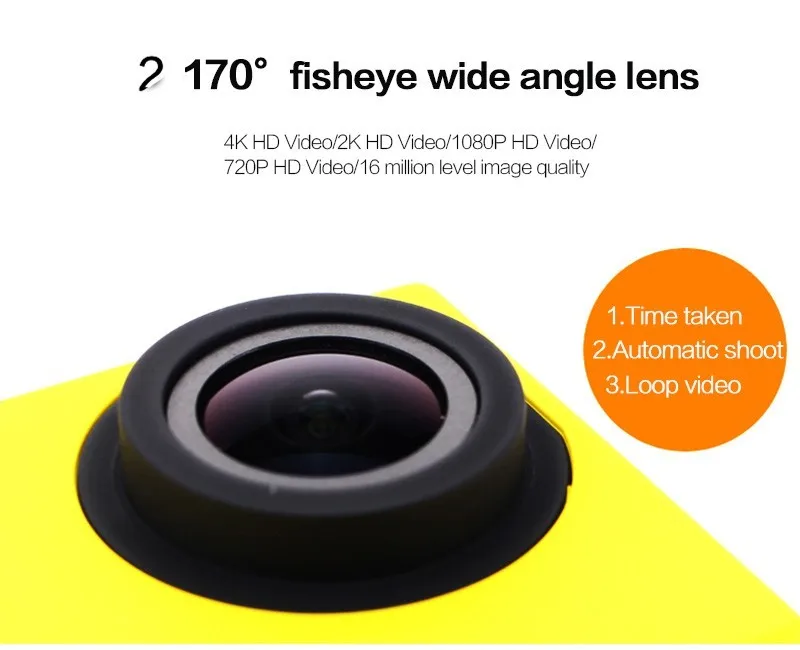 DHL Sport Camera NT96660 4K 24fps ULTRA HD 16MP WiFi 30M Waterproof Action camera Aluminum Extendable Pole Stick+camera bag light action camera