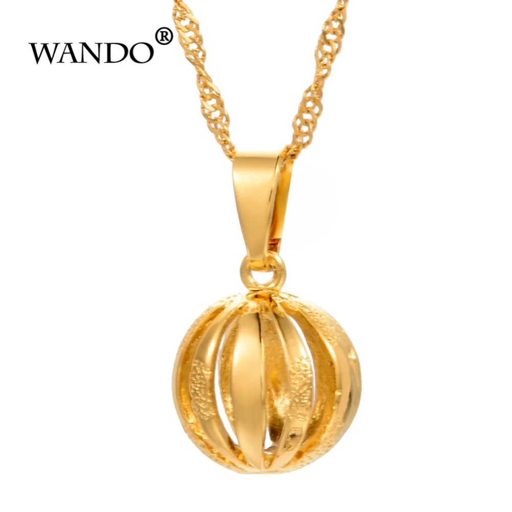 

WANDO gold colour Hollow ball pendant necklace Classic metal jewelry copper jewelry for women girl gifts Watermelon beads p30