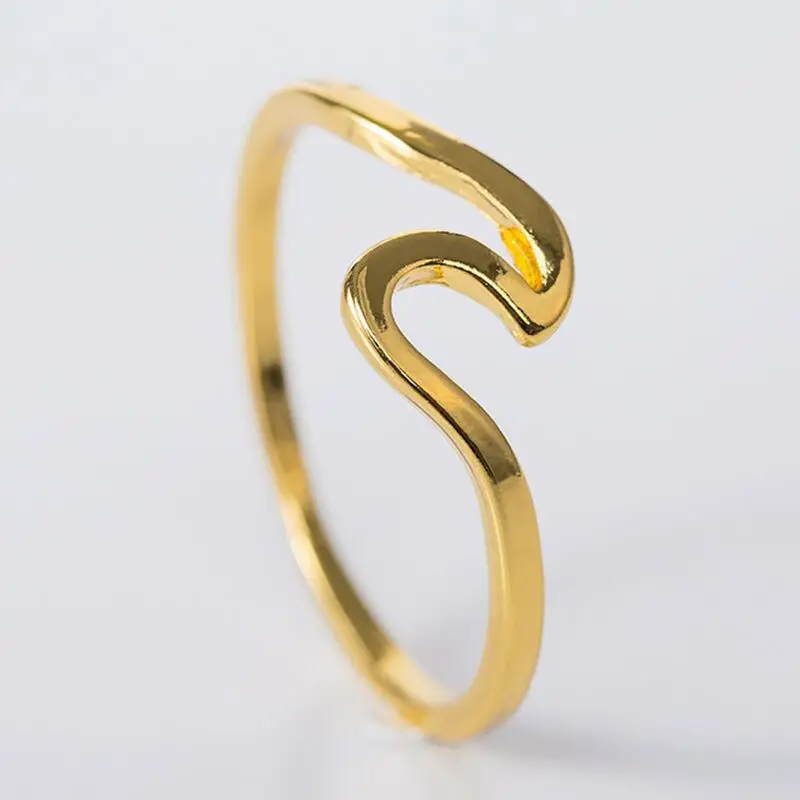

2018 new simple metal wave ring rose gold ring set wave ring ladies party ring jewelry accessories