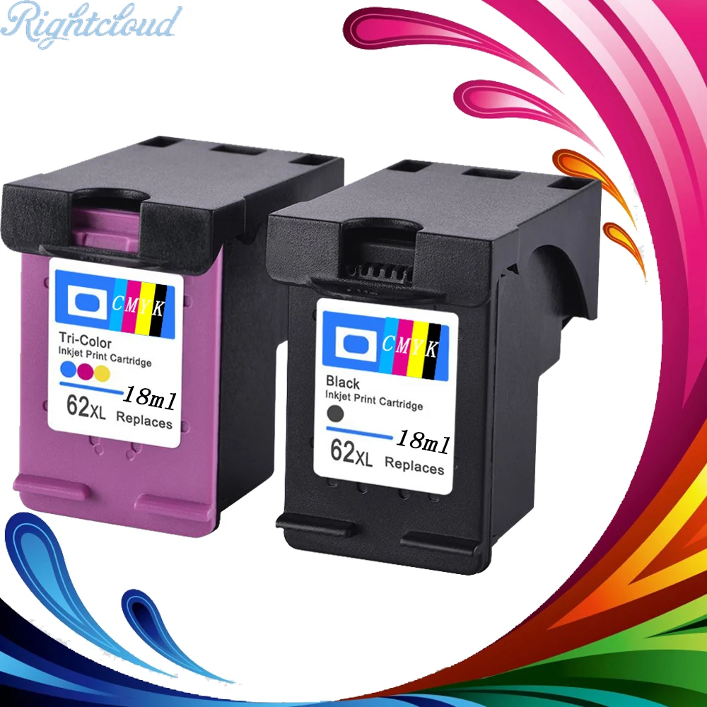 

Hisaint Hot Toner Cartridge For HP 62XL Replacement Compatible Ink Cartridges 2 Pack(1 Black 1Tri-color) ENVY 5640, ENVY 5642