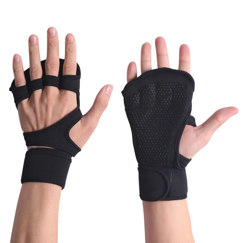 1 пара унисекс перчатки для спортзала Тяжелая атлетика тренировочный перчатки с половинными пальцами Фитнес Спорт Бодибилдинг альпинистская гимнастика Gri