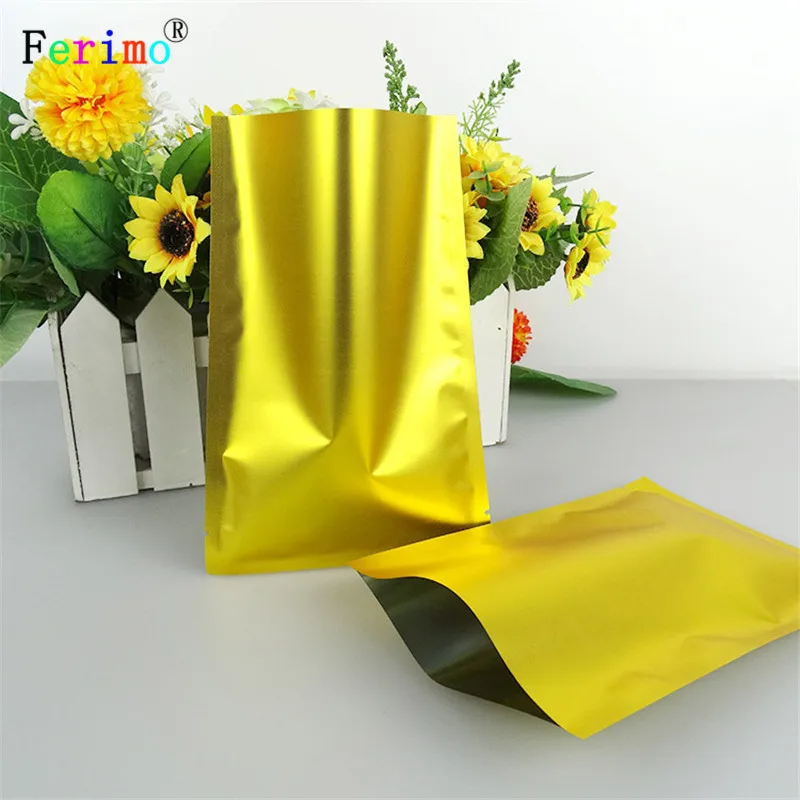 100pcs Golden matte plain pocket powder medicine coffee face film food grade general packaging bag kitchen receiving | Дом и сад