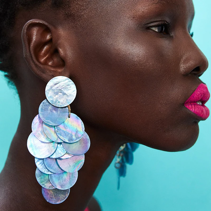 

JURAN Drop Earring For Women Sequins Statement Earrings 2019 Bohemian Long Dangle Earing Fashion Jewelry Large Earing Wholesale