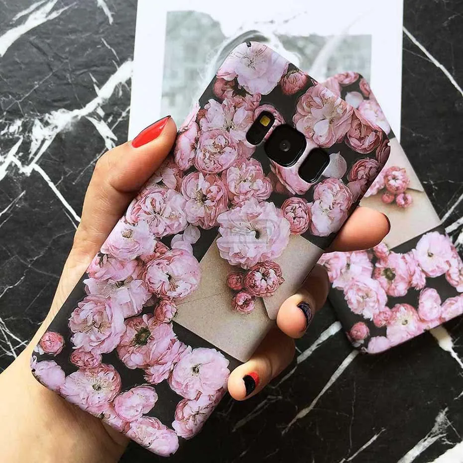 YAMIZOO For Samsung Galaxy s7 s8 Plus s9 Case Flower Hard Phone Cases Marble Back Cover For Samsung s8 s9 s7 Edge Case Note 8 (3)