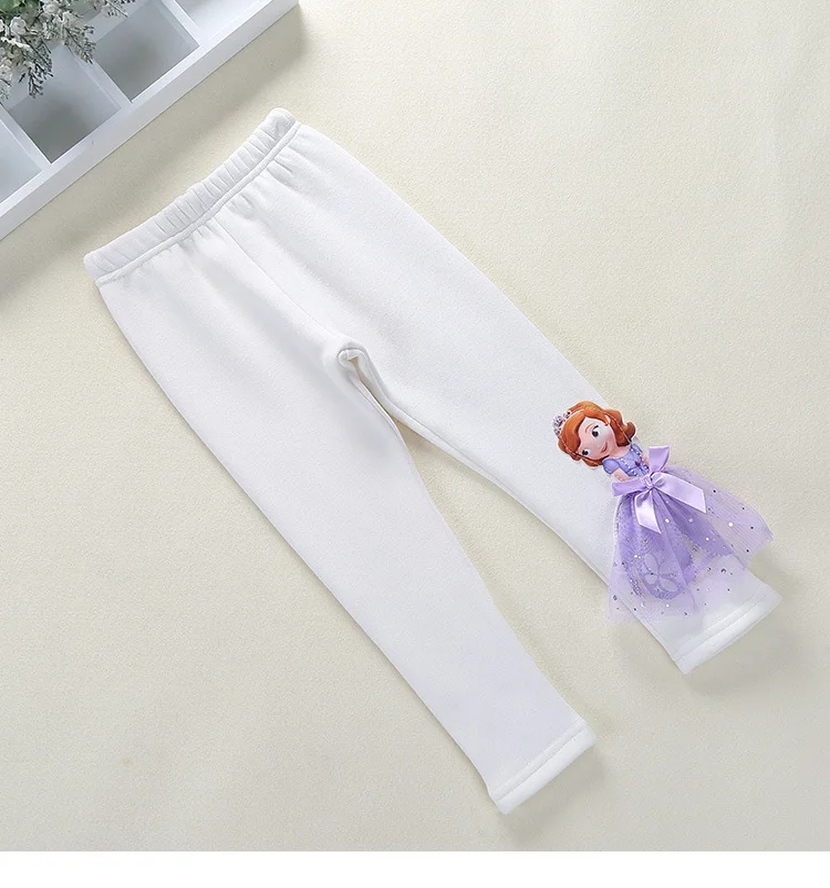 Cute Girl Elsa Anna Cartoon Trousers Kids Anime Leggings Colorful Long Pants 3D Princess Doll Legging Children Clothing