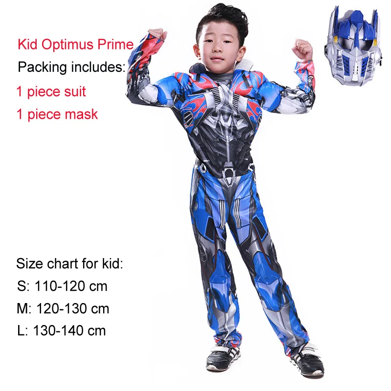 Костюм Пурим на Хэллоуин, костюм Человека-паука, Бэтмена, СУПЕРМЕНА для мальчиков, Детский карнавальный костюм супергероя, Мстители, одежда для костюмированной вечеринки - Цвет: Kid optimus prime
