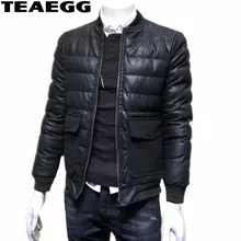 TEAEGG хлопковая бейсбольная парка с воротником, мужское зимнее пальто, Chaqueta Cuero Hombre, из искусственной кожи, теплые зимние куртки, Мужская одежда, AL544