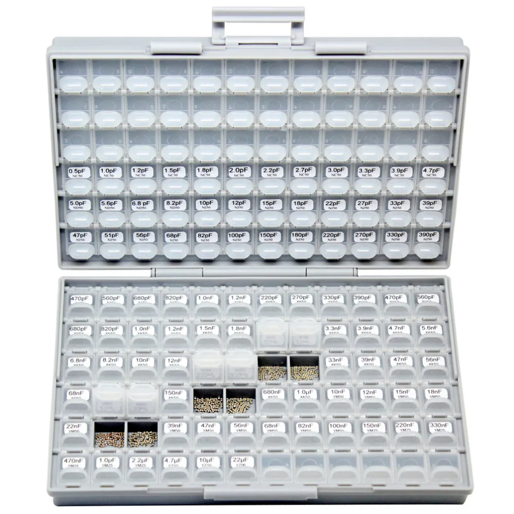 AideTek SMD/SMT 0805 커패시터 박스 키트, 102 값, 102V x 50 개, X7R NPO Y5V YAGEO 커패시터 어소트먼트 박스 키트, 플라스틱 C0850, 신제품