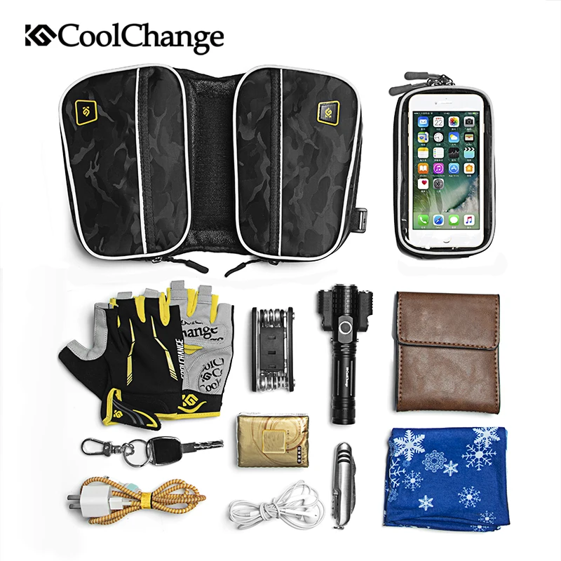Велосипедная сумка CoolChange с защитой от дождя на верхнюю трубу чехол для сотового