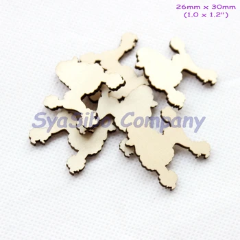 

(50pcs/lot) 30MM Blank Rustic Wood Poodle Oranments Unfinished Wooden Dog Supply Cutout 1.2"-CT1424B