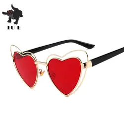 Фу E 2018 солнечные очки в форме сердца женские солнцезащитные очки для женщин Карамельный цвет металлический каркас для девочек