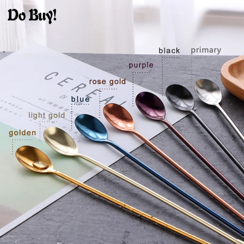 1Pcs Cocktail Spoon Stainless Steel Mixing Bar Cocktail Spoon Long Handle Drinking Bar Tool 30.6cm