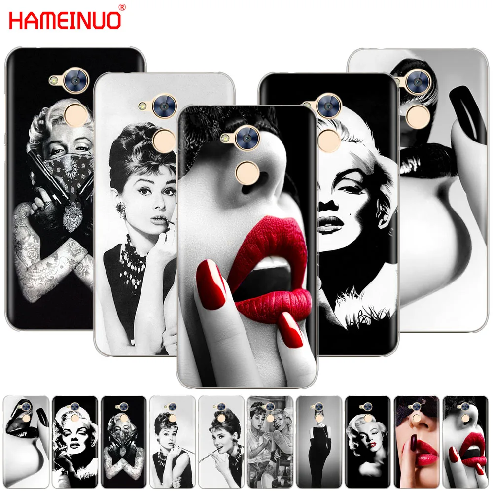 

HAMEINUO Audrey Hepburn Tattooed Marilyn Monroe Cover phone Case for Huawei Honor 10 V10 4A 5A 6A 7A 6C 6X 7X 8 9 LITE