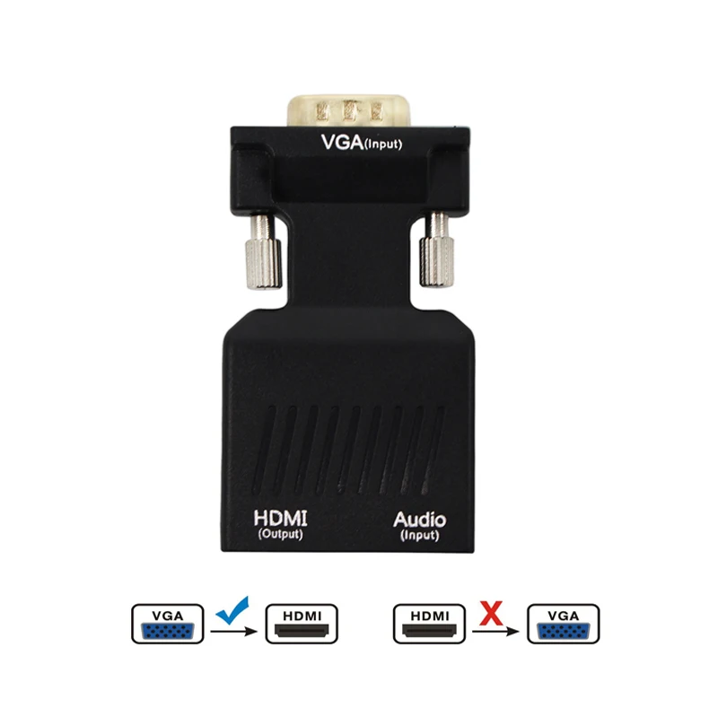 

2 Piece VGA to HDMI Converter Male to Female with Audio Out 1080P for HDTV Projector