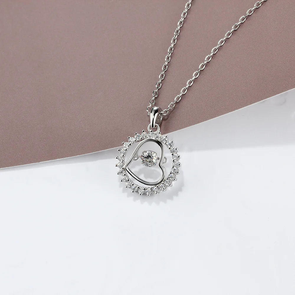 

TOP17 women fine jewelry.super shiny love heart pendant,925 sterling silver necklace for beloved lady